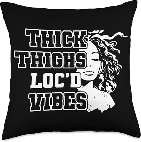Locs Afro Dreadlocks Love Natural Beauty Hair Locd Thick Thighs Loc'd Vibes Afro Hair - Almohada africana americana, 18 x 18 pulgadas, multicolor