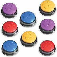 SUHSAI Dog Buttons, Talk Training, 8 Pack Writeable Dog Buttons for Communication and Pet Training, 30 Seconds Voice Buzzer with Paw Design, Talking Sound Buttons for Pets