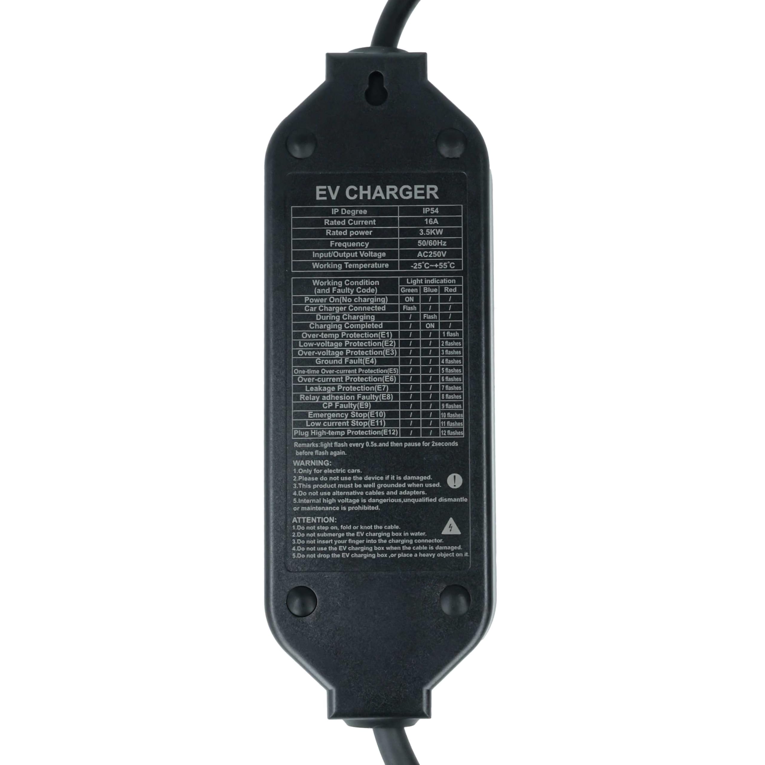 vhbw Kabel do ładowania typu 2 do typu F Kompatybilny z Fiat 600, E-Doblo Samochód elektryczny - Kabel połączeniowy, 1 faza, 16 A, 3,5 kW, 10 m