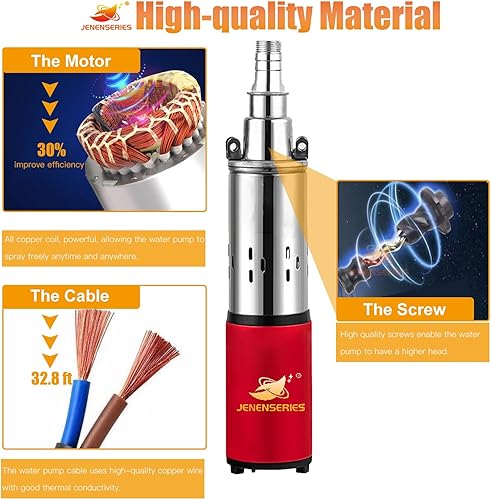 Miniatura 3 de Bomba sumergible de pozo profundo de 12 V solar CC 250 W kits de bomba de agua eléctrica con bomba de tornillo de salida de 1 pulgada de elevación