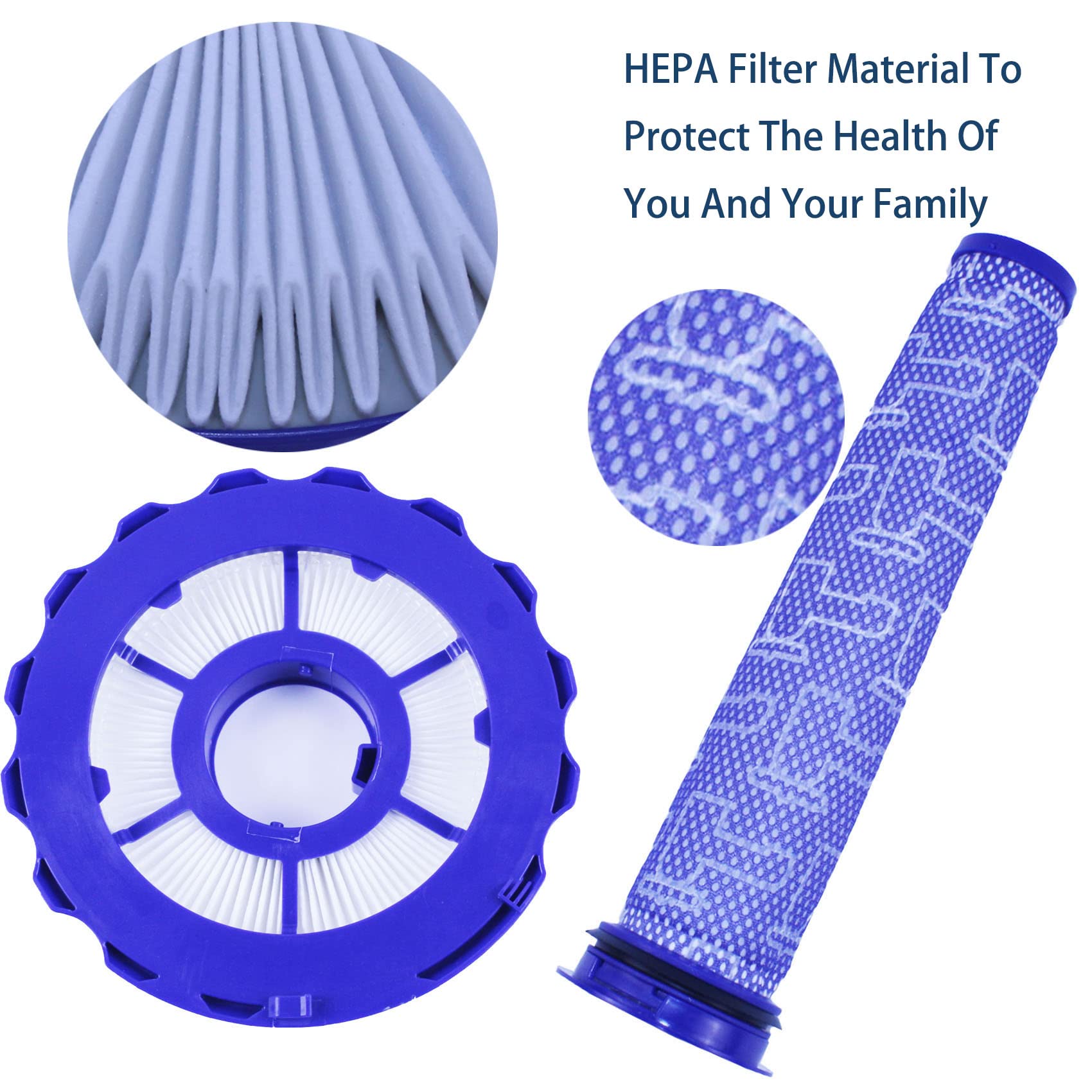 TJHAPF Staubsaugerfilter, kompatibel mit Dyson V7, V8 Animal und Absolute schnurlosem Staubsauger, 3 Nachfilter, 3 Vorfilter, vergleichbar mit Teil 965661-01 und 967478-01 (DC40 x 2), 6 Stück