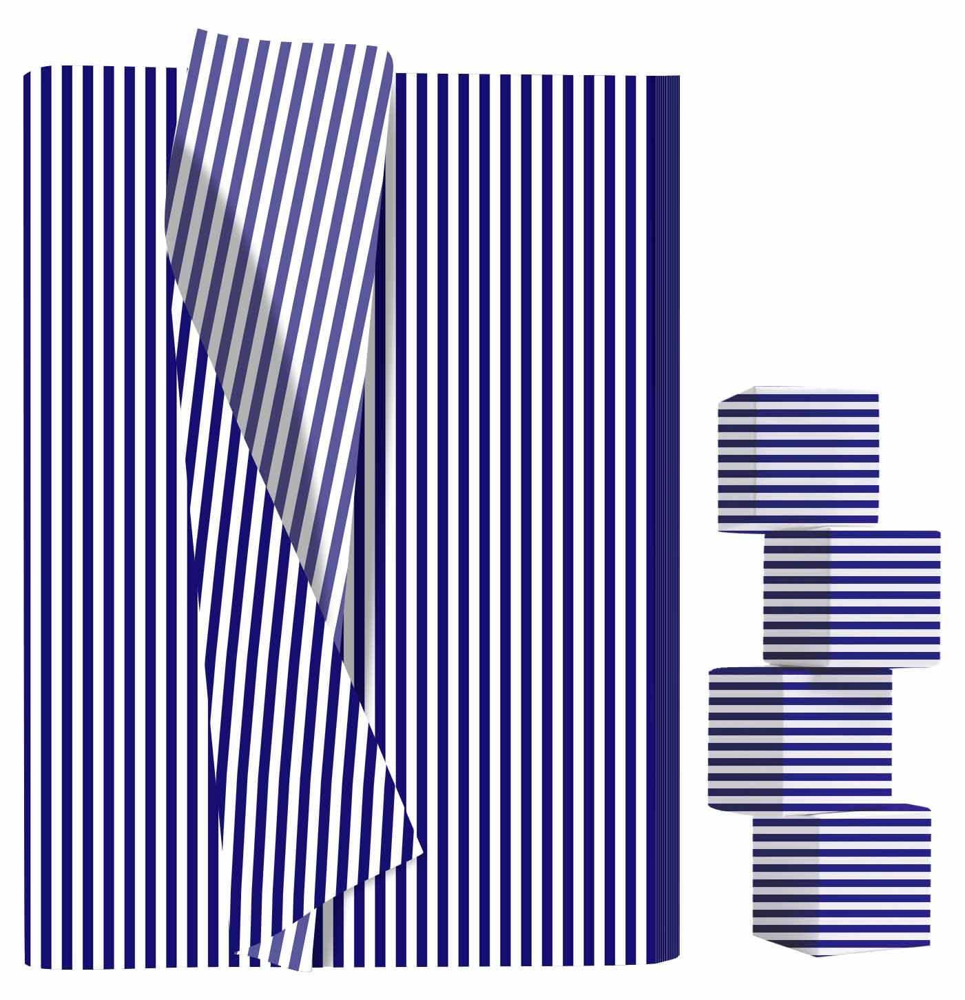 AVXINSOK 100 Sheets Navy Blue Striped Tissue Paper 14 x 20 Inches Navy Blue and White Striped Gift Wrapping for Gift Bags Wedding Birthday Packaging Crafts