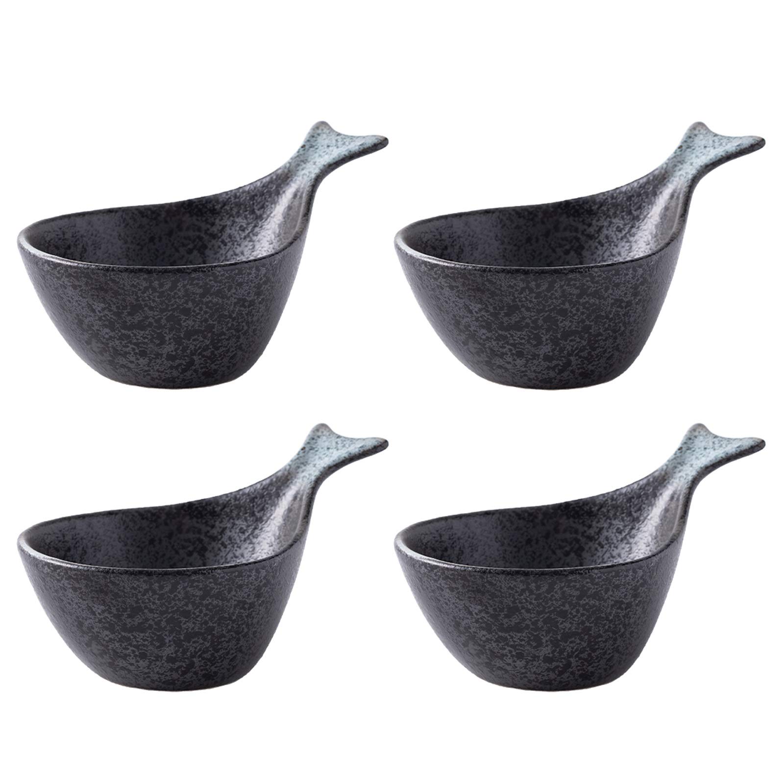 Ciotoline Aperitivo Salsa Piatto Divertente Insalata di Frutta a Forma di Pesce Dessert Ciotola di Tuffo in Ceramica/immergere Ciotole per Salsa di Pomodoro, soia e Altri Party Cena - Set di 4 (7,7