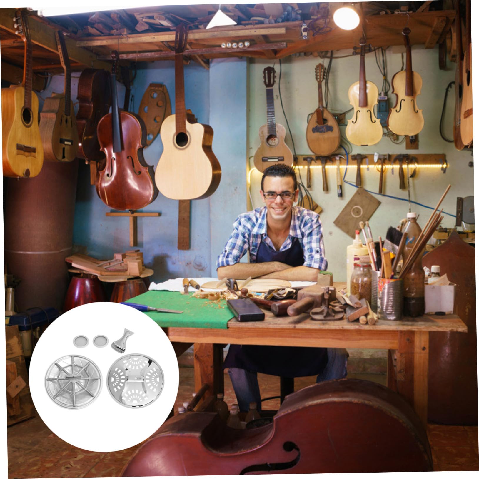 Set Accessori per Chitarra e Basso in Metallo Argento