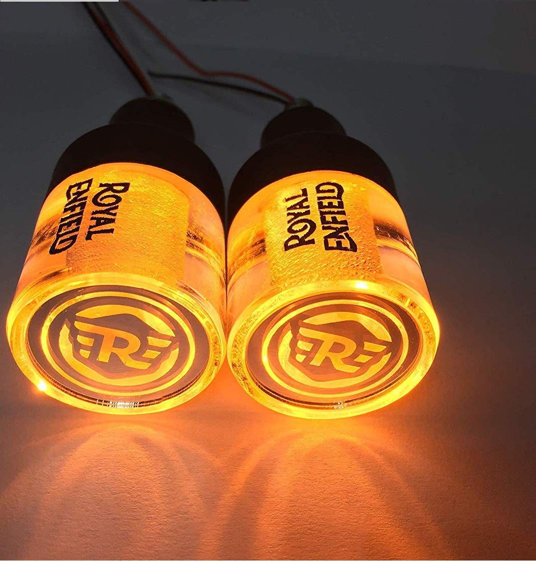 AOW ATTRACTIVE OFFER WORLD Handle Bar End Dual Led Bike Turn Crystal Side Indicator Light Yellow & White for Bullet Battle Green