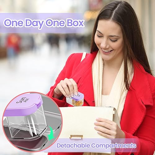 Miniatura 7 de Daviky Pastillero grande para 7 días, semanal, XL, 2 veces al día, estuche extra grande para medicamentos AM PM para vitaminas, suplementos y