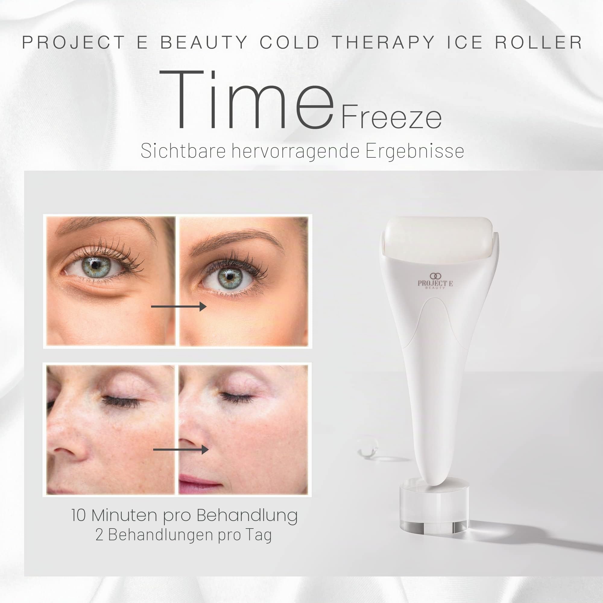 Project E Beauty Eisroller Kältetherapie | Gesicht Auge Körper Massage Massagegerät unter den Augen Schwellungen Aufhellen Abkühlen Falten Straffen Dunkle Ringe Reduzieren Muskelkater Schmerzlinderung