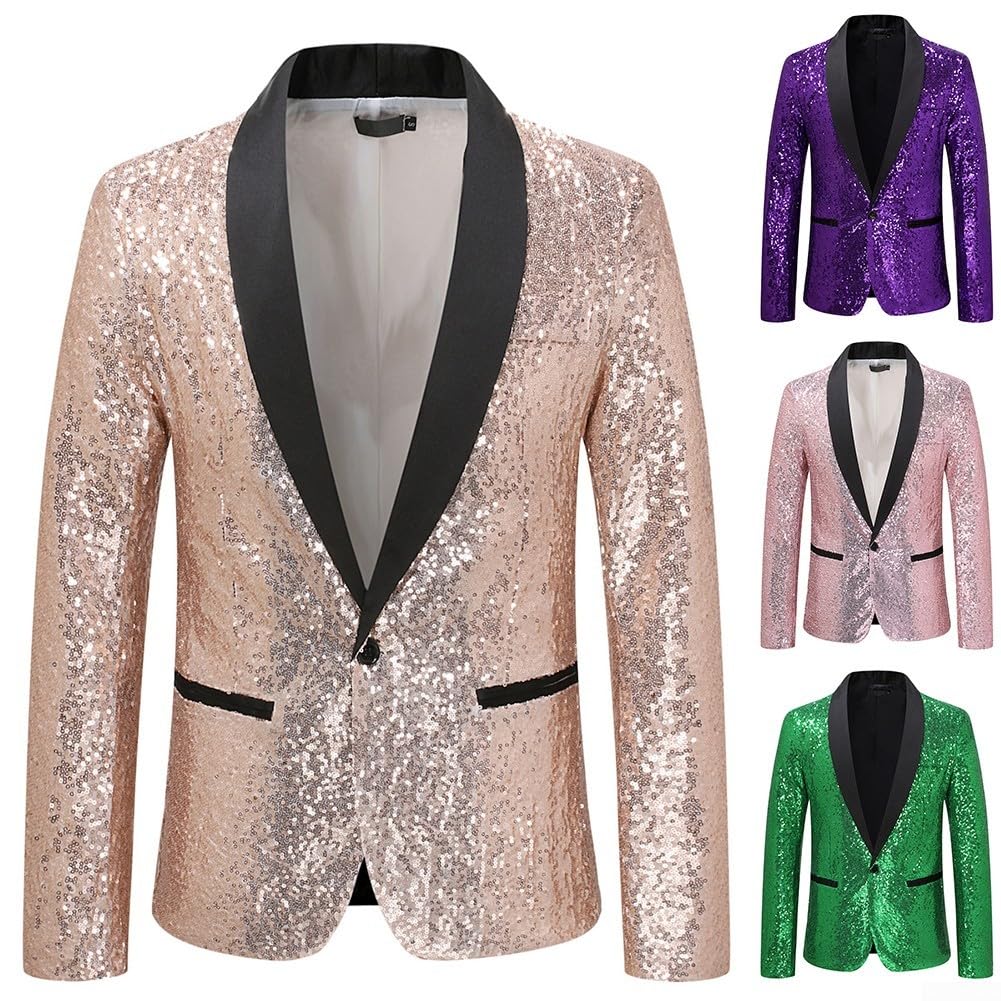 Veste à paillettes brillantes pour homme, blazer décontracté pour discothèques et bals, design attrayant et élégant