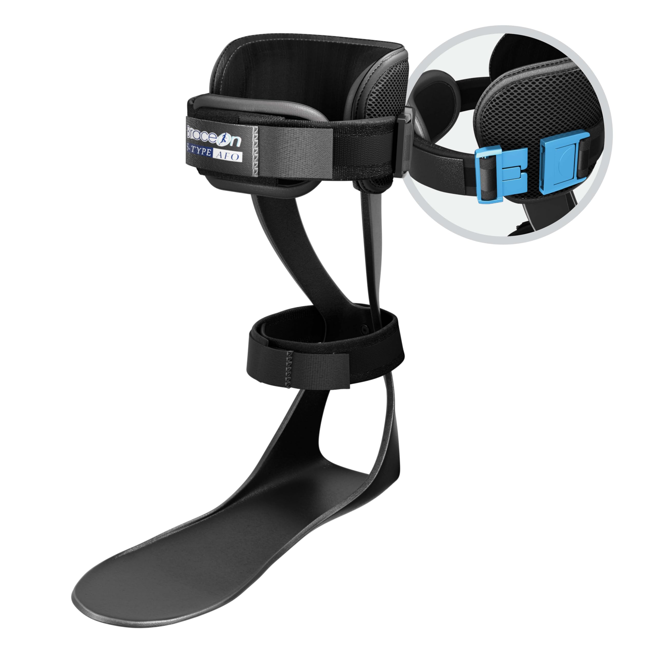 Brace On AFO S-Type - Drop Foot Stabilizer Brace, Moldable, Trimmable, Lightweight Polyethylene, for Women, AFO Brace, Boot for Injured Foot, Women, Left