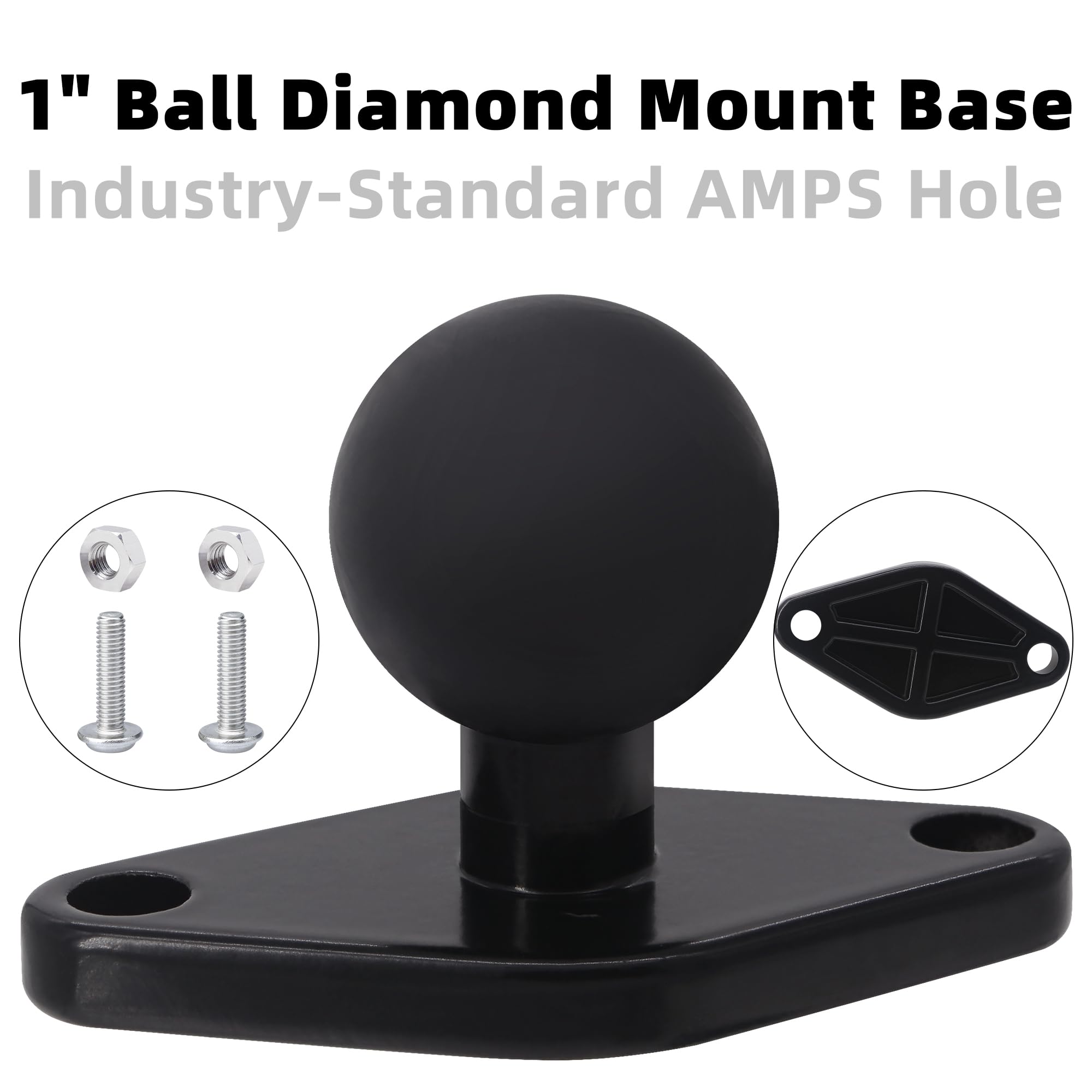 iSaddle 1 Inch Ball Diamond Mount Base - Aluminum Alloy Industry-Standard AMPS Hole Pattern 1