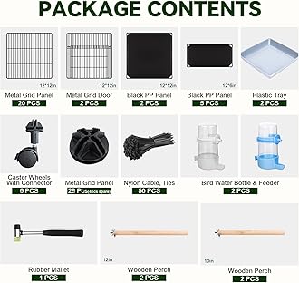 46-Inch Bird Cage, with Wooden Perches, Metal Parakeet Cage with Slide-Out Tray, Water Bottle & Feeder, Bird Cages for Parrot, Parakeets, Cockatiel, Lovebird, Pigeon and Small Mid-Sized Birds