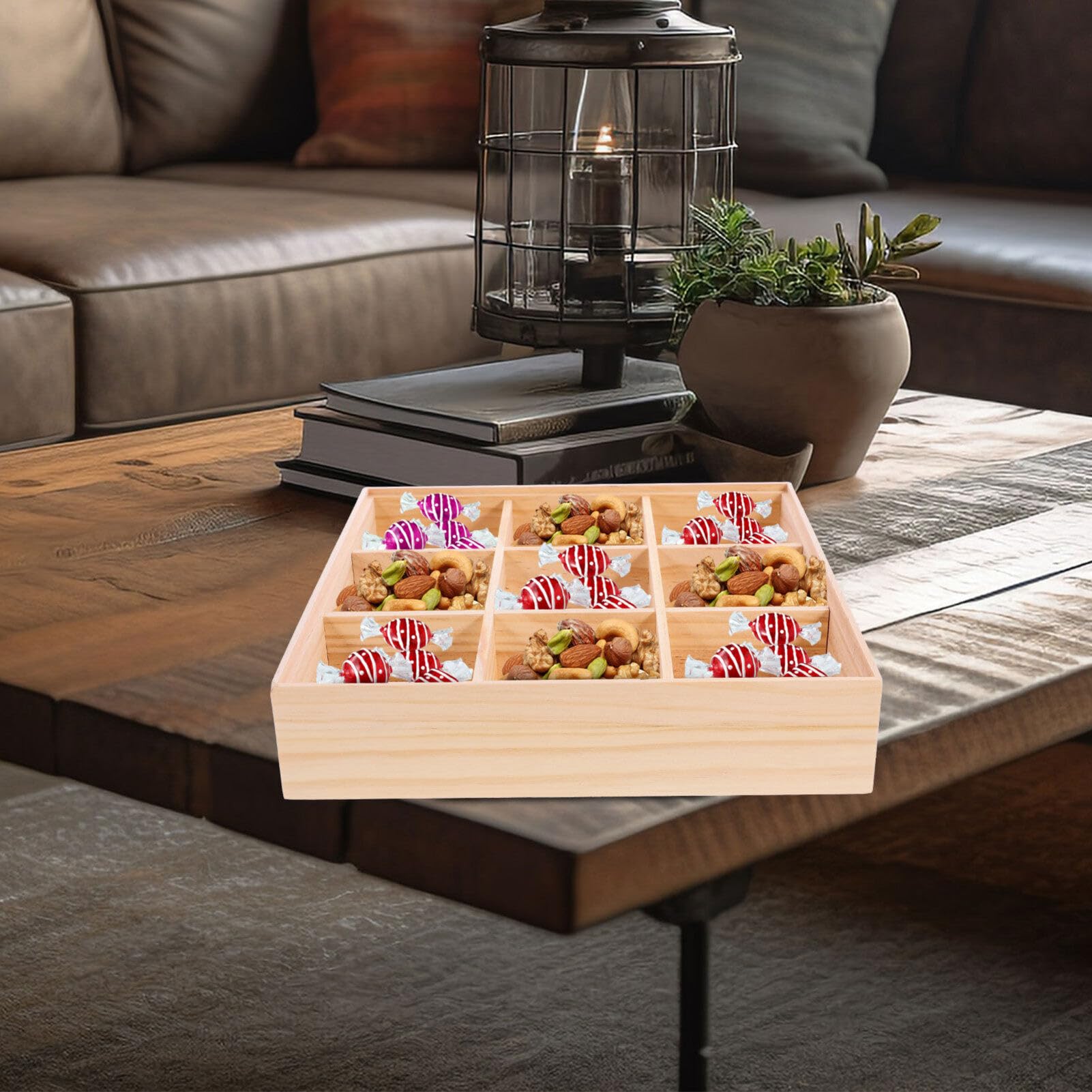 9griglie Stoccaggio Multifunzionale Per Tè e Snack Organizer Scomparti Ristoranti