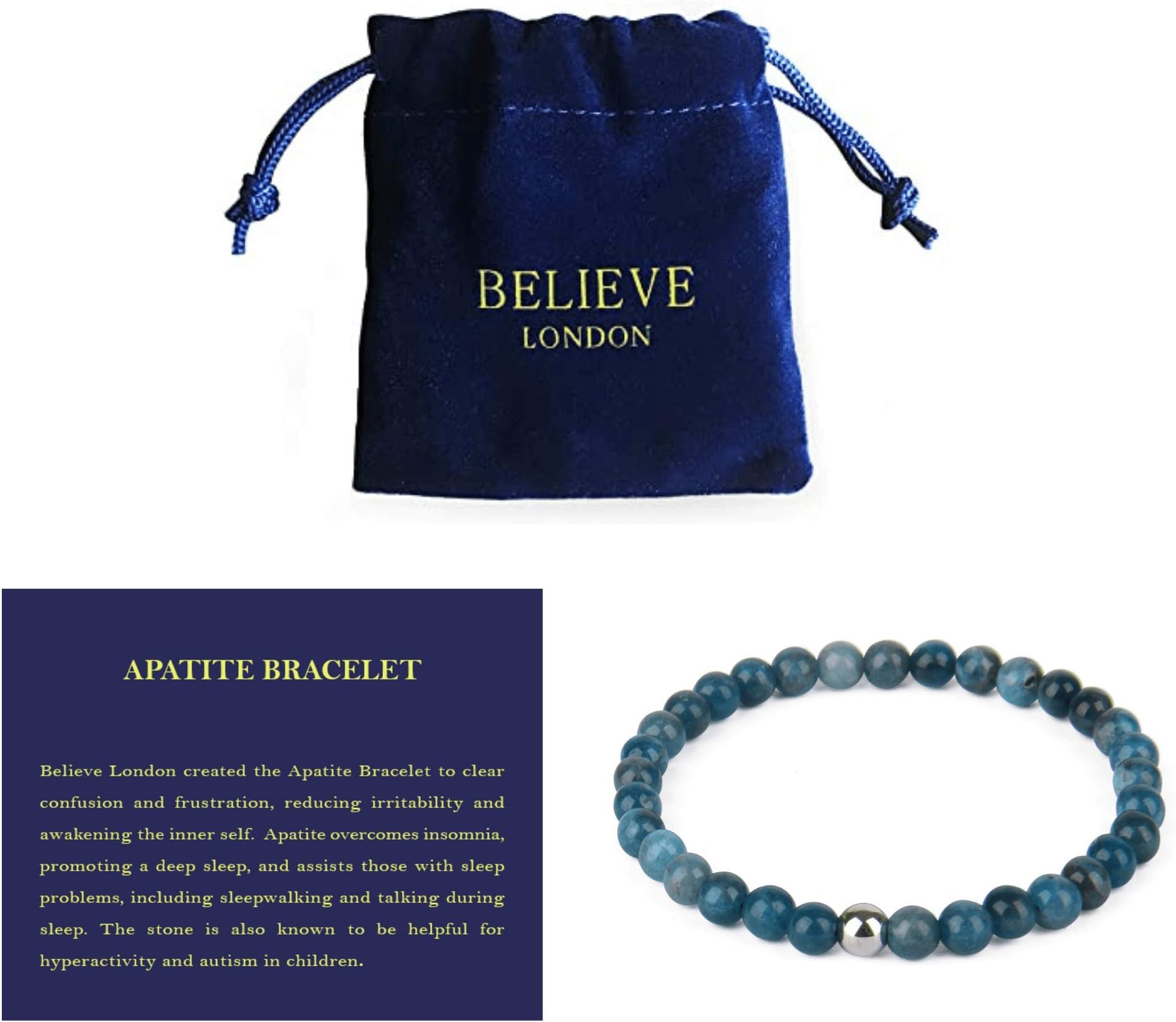 Believe LondonNew Gemstone Healing Chakra Bracelet Anxiety Crystal Natural Stone Men Women Stress Relief Reiki Yoga Diffuser Semi Precious