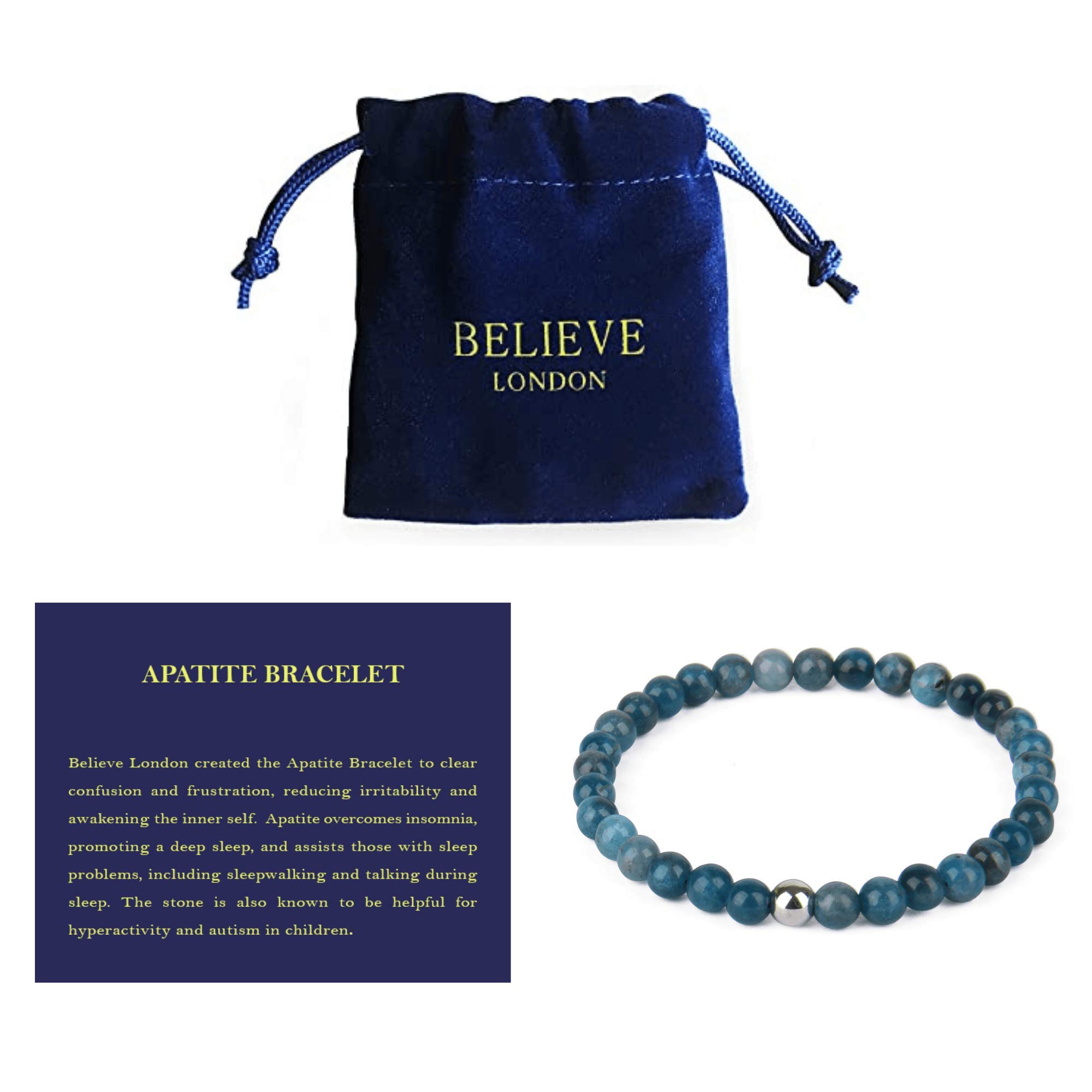 Believe LondonNew Gemstone Healing Chakra Bracelet Anxiety Crystal Natural Stone Men Women Stress Relief Reiki Yoga Diffuser Semi Precious