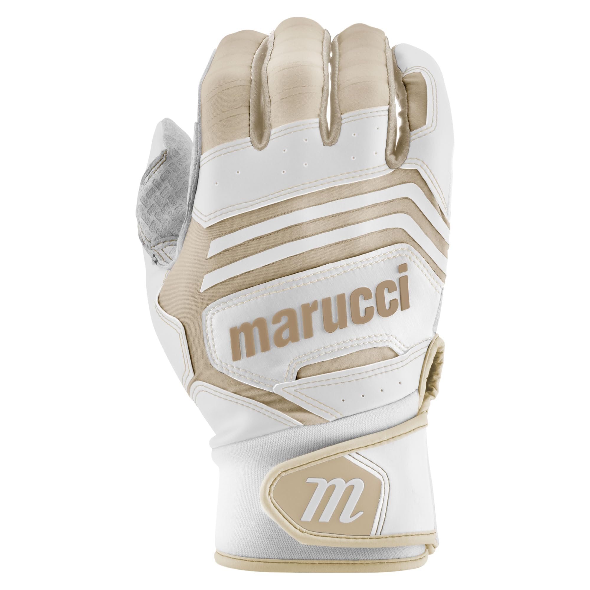 MARUCCI FUZN PRO Adult Batting Gloves, White/TAN, AXXL