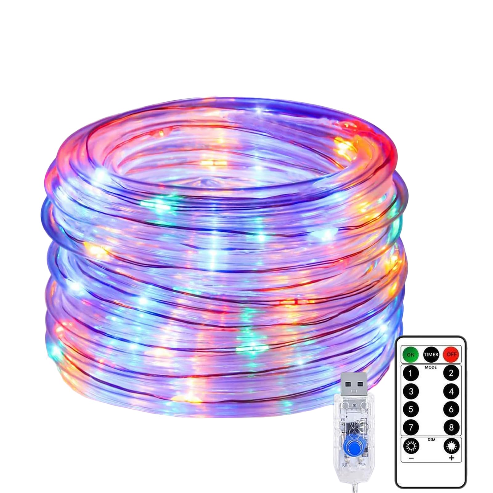 Rope Pipe String Lights,KINGCOO Waterproof 12M 120LED Copper Wire Tube Fairy Lights USB Powered with Remote Timer for Outdoor Indoor Garden Wedding Christmas Party Camping Tent Decoration (Multicolor)