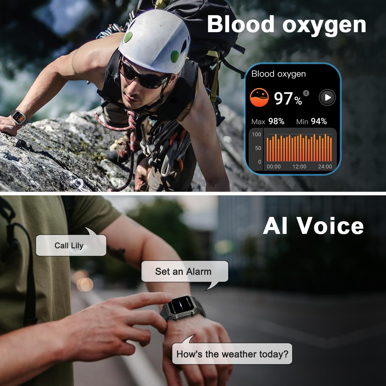 Smart Watch for Men Fitness Tracker: Military Digital Mens Watches Bluetooth Make Answer Call Running Waterproof Smartwatch Android Phones iPhone Samsung Compatible Heart Rate Monitor Step Pedometer