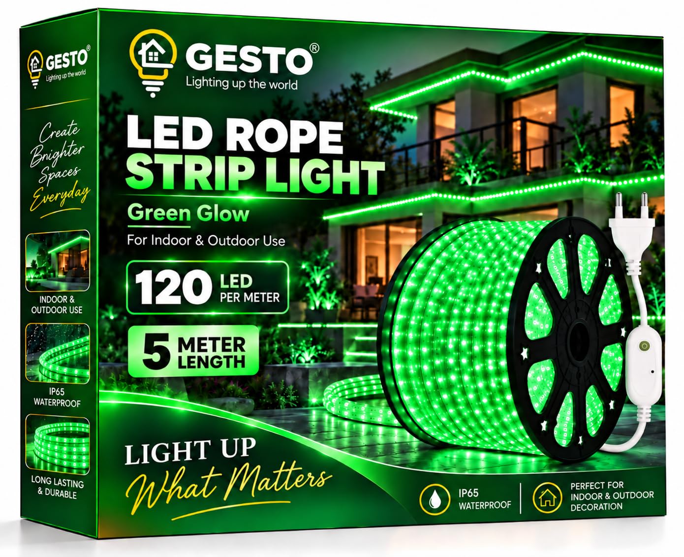 Green LED Rope Light - 5M, Cuttable, Waterproof -1