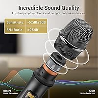 Vista 2 de Sistema de Micrófono Inalámbrico TONOR, Micrófonos Inalámbricos Profesionales de Metal para Karaoke, Micrófono Dinámico de Mano con Receptor
