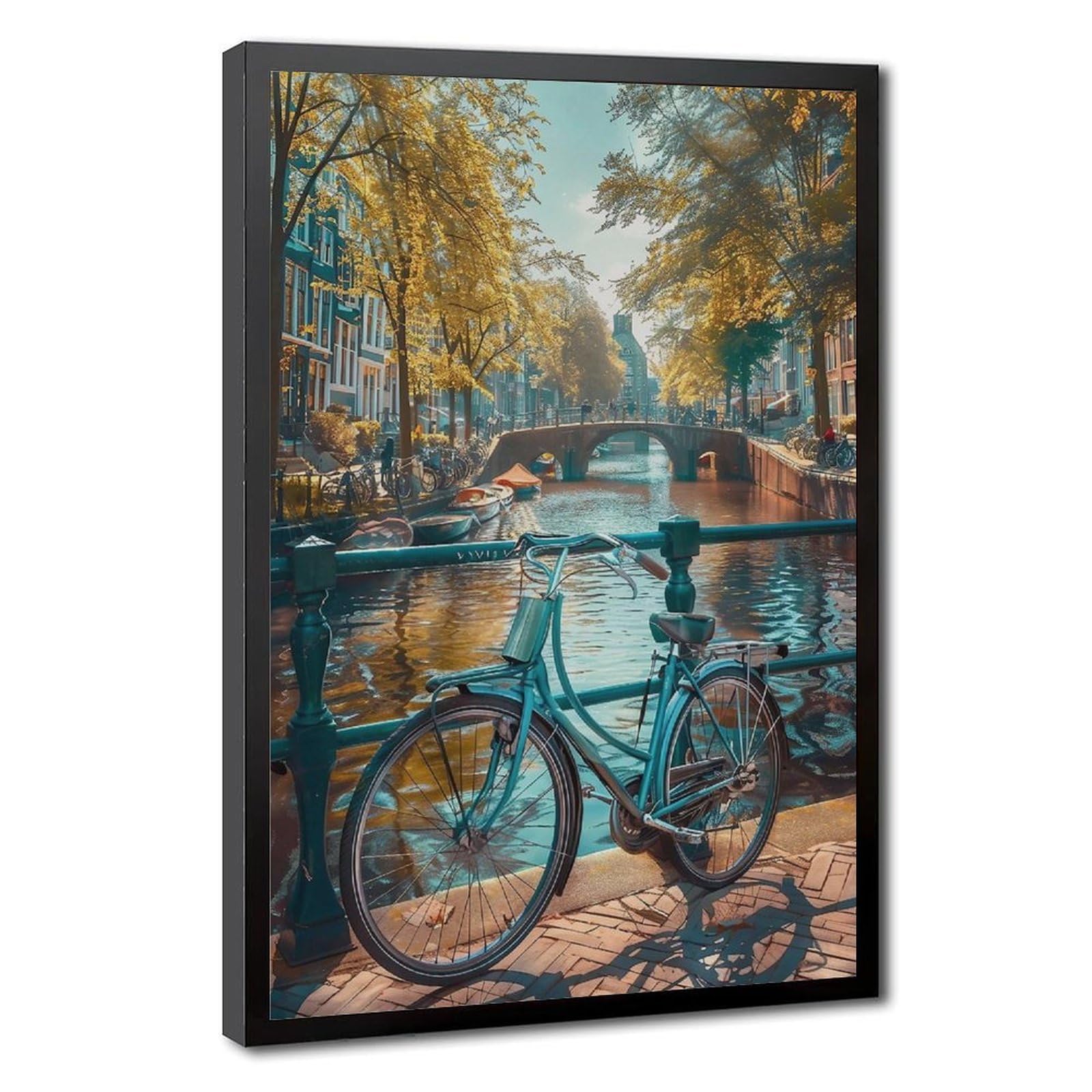 Bareronor Amsterdam Ship Canal Canvas Poster Bedroom Decor Landscape Office Room Decor Gift 12" L X 18" W