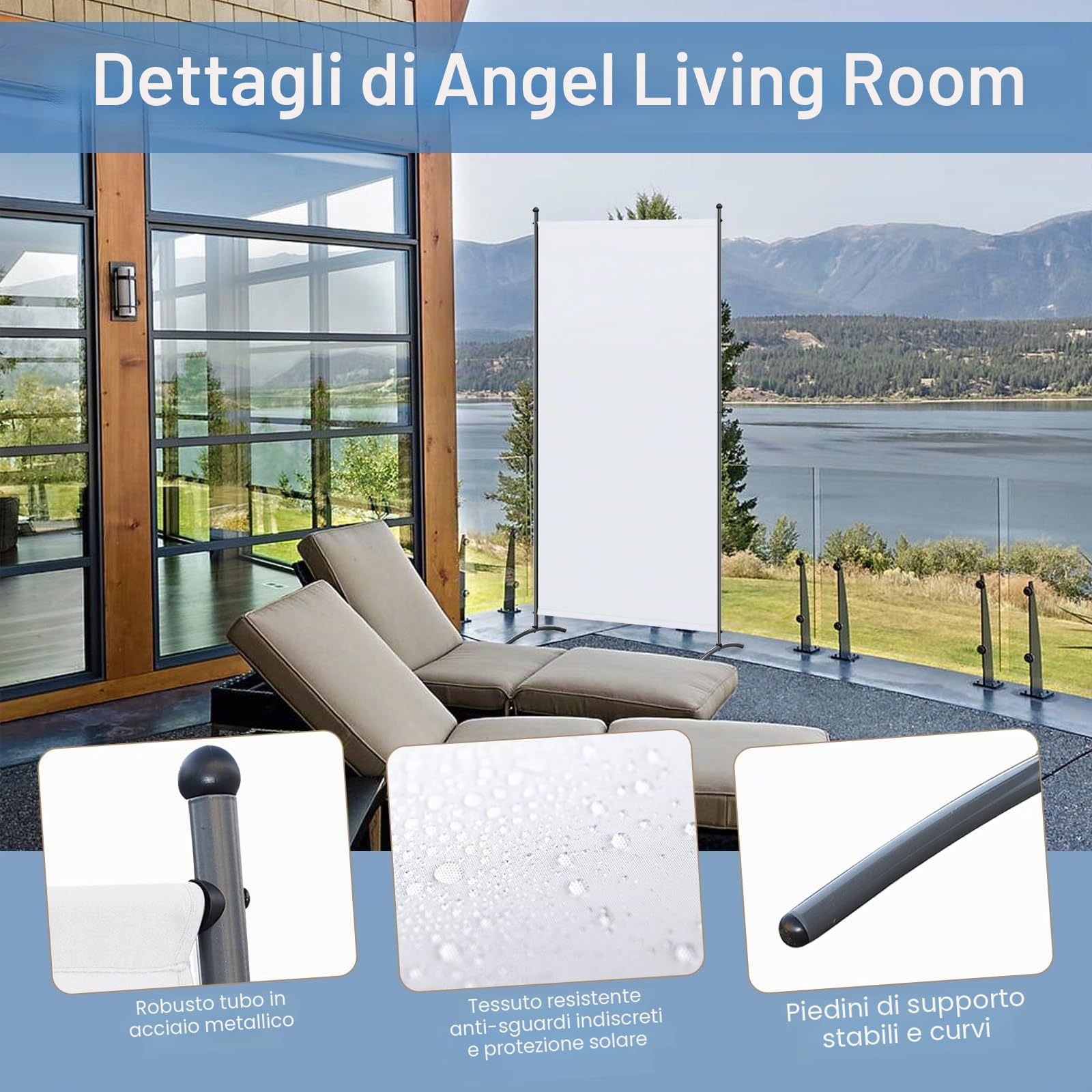 Angel Living Paraventi a 1 Pannelli, Elegante Decorazione, Divisorio Pieghevole, Divisorio, 80X180 cm (Bianca)