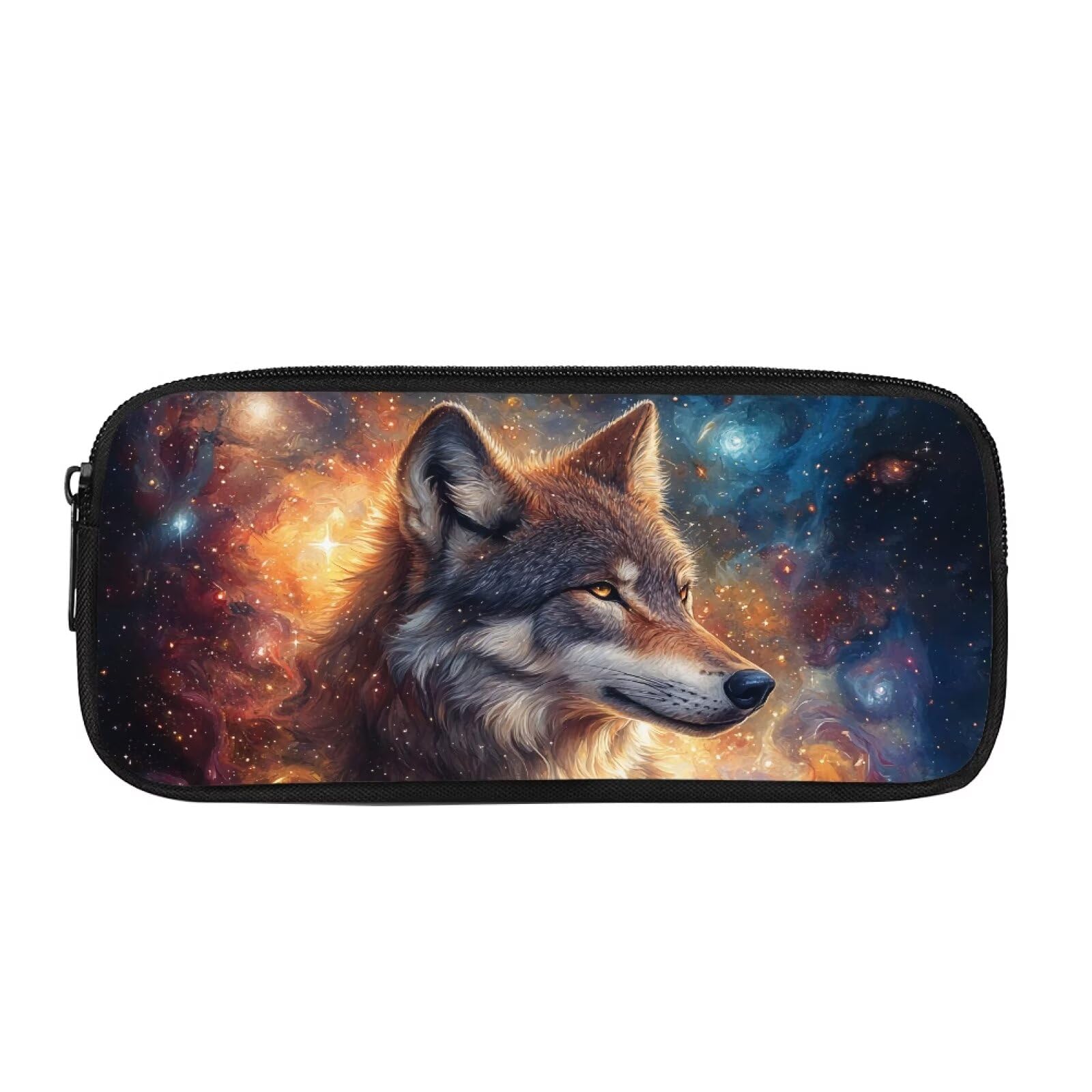 Biyejit Wolf Galaxy Pencil Case Kids Pen Bag Holder Childrens School Office Classroom Travel Supplies Toiletry Stationery Bag for Teen Boys Girls Back to School Gift — image 1