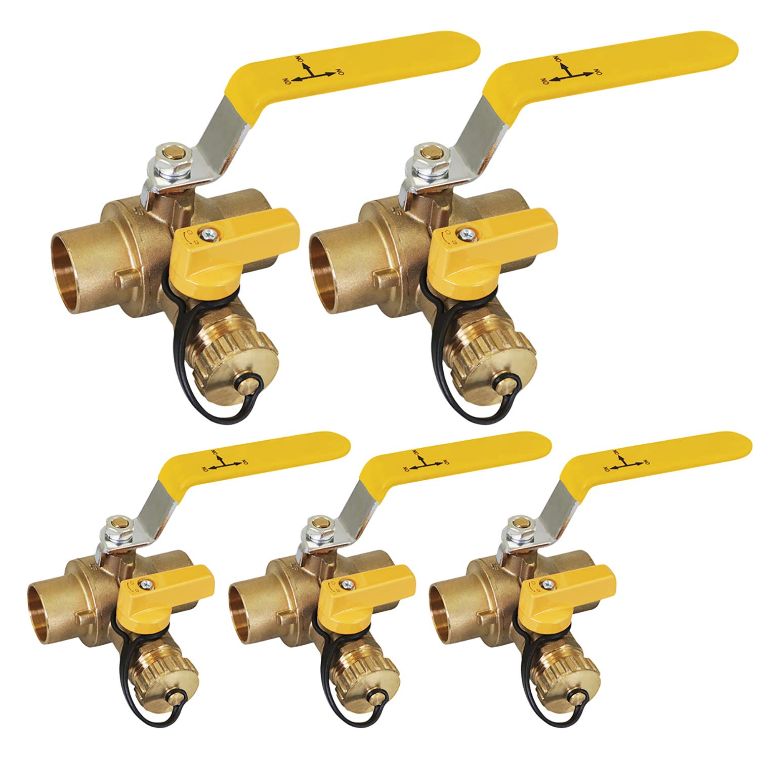 Robinet de vidange laiton 2,5 cm SWT idéal pour rénover un circuit de chauffage x5