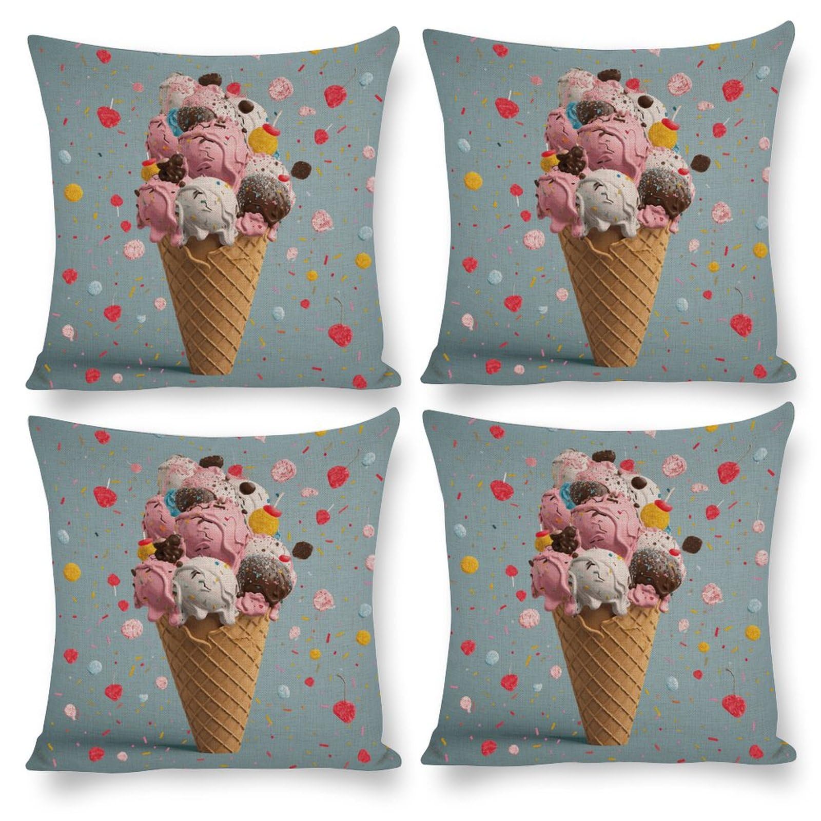 Housse de coussin carrée crème glacée pour rénover un canapé usé