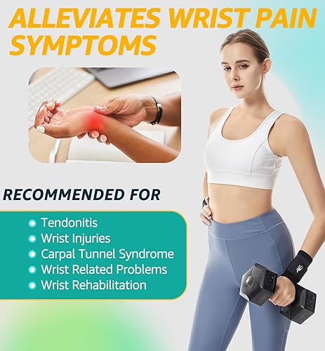 Miniatura 5 de HiRui Muñequera de compresión para muñeca, soporte de muñeca para trabajo, fitness, esguinces, tendinitis, artritis del túnel carpiano, alivio del