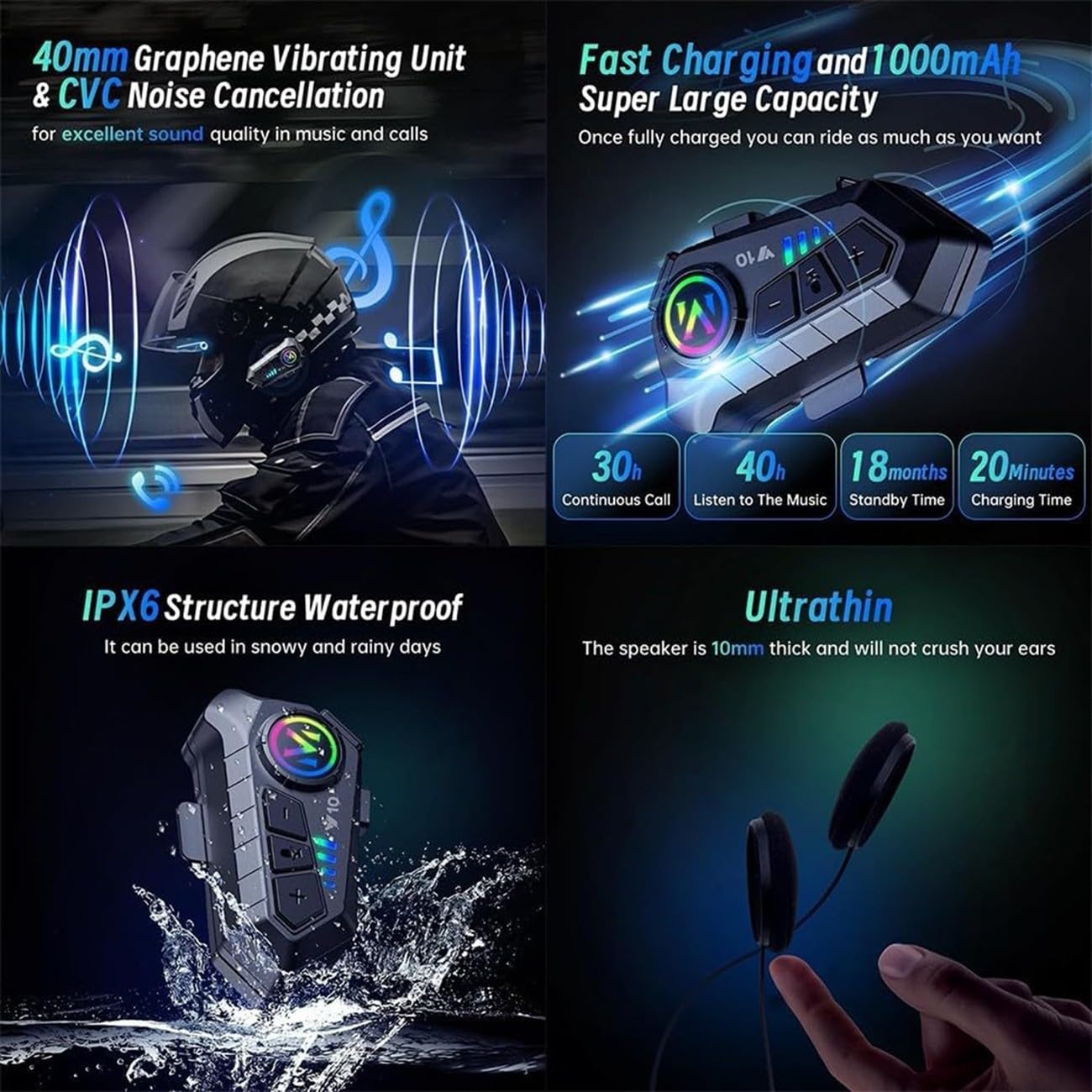 Motorradhelm mit Bluetooth Integralhelme Klapphelm DOTECE-geprüft mit HD Anti-Fog-Doppelvisier Klappbarer Modularer Motorrad Helme für Erwachsene Männer und Frauen