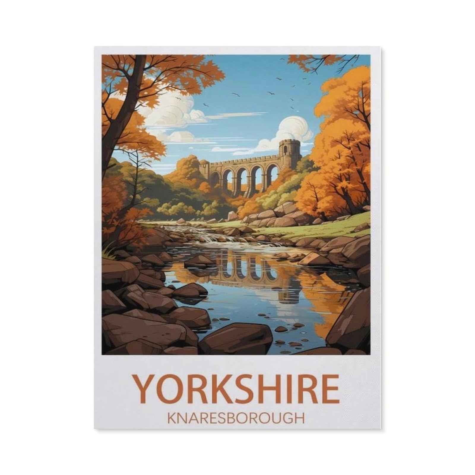 Knaresborough Yorkshire Vintage Travel Poster，Puzzle 1000 Pieces Of paper Puzzles Suitable For Adults Children Families Stress Relief Puzzle Games（50x70cm）-AV92