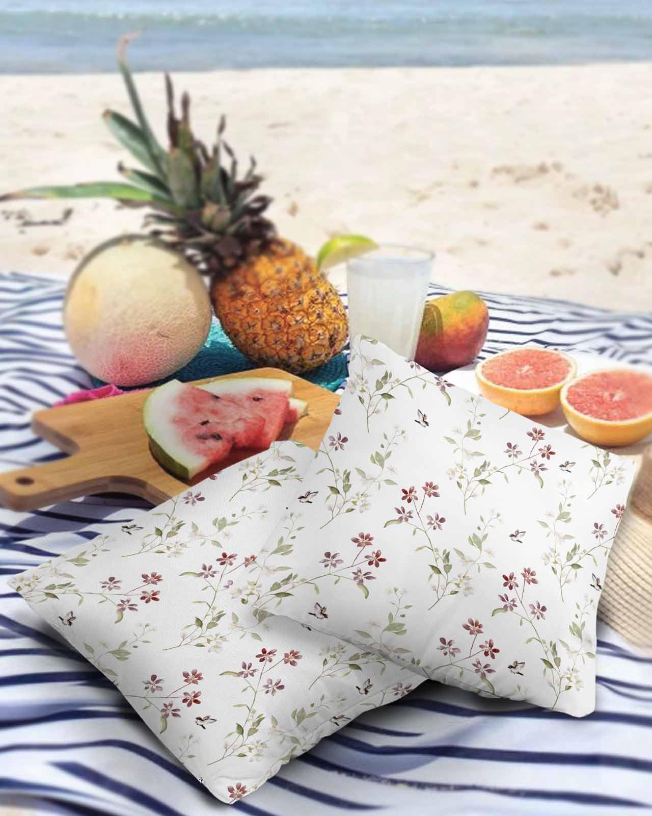 Floral Outdoor Pillow Covers Waterproof,All Weather Cushion Case Set of 2 Decorative Pillowcases for Sofa Couch Bed Decor Patio Furniture 20