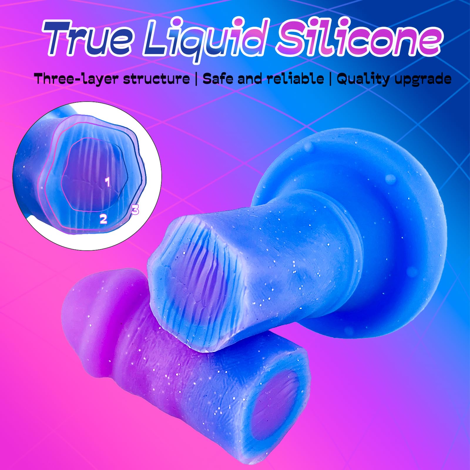 Realistic Dildo Clear Silicone 7.8" Blue-Purple Gradient Dildo with Strong Suction Cup for Women Hand Free Play Flexible Soft Penis Dong, Adult Sex G-spot Dildos Toys for Vaginal and Anal Stimulation