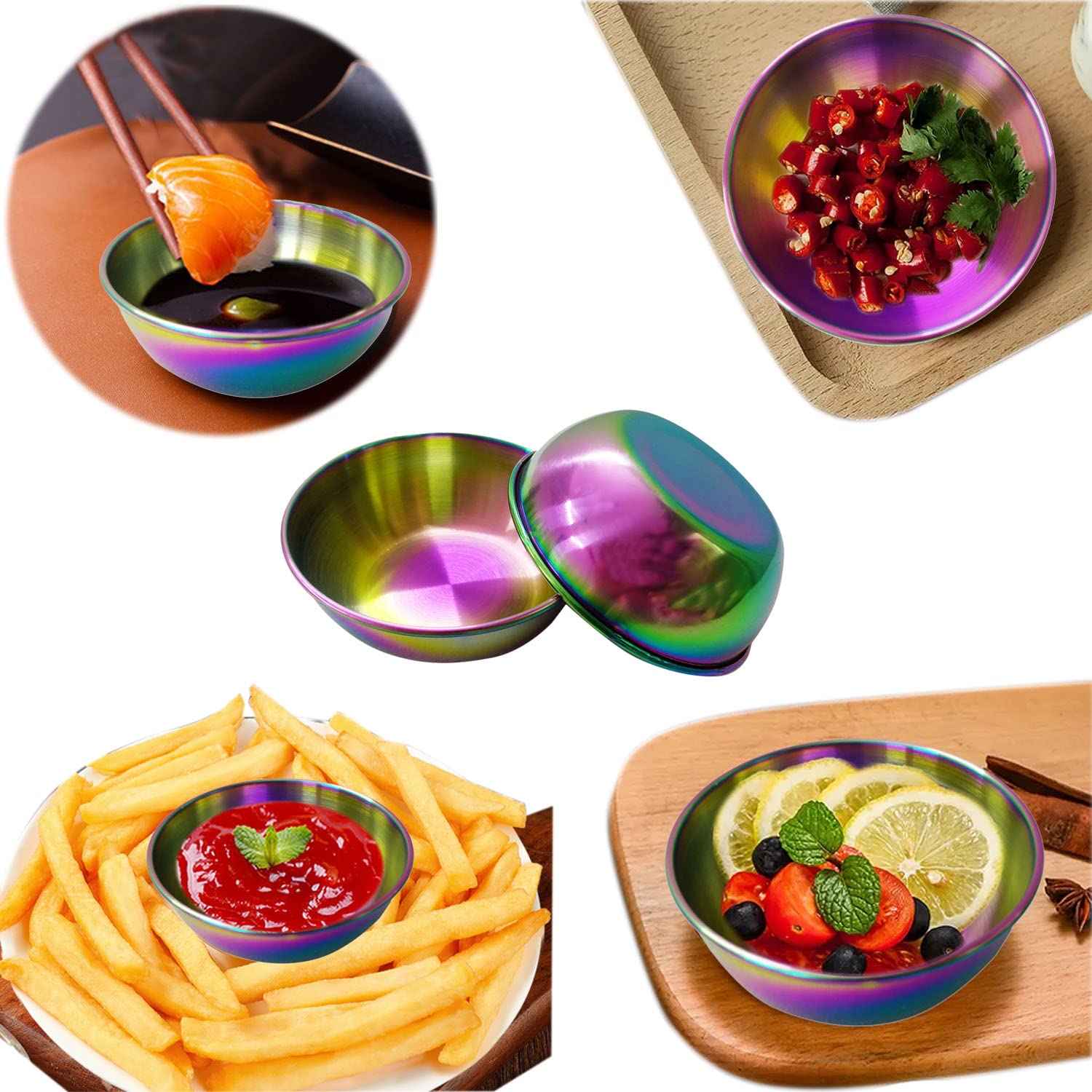 Plats à Sauce En Acier Inoxydable, Mini Soucoupes Individuelles, Bol