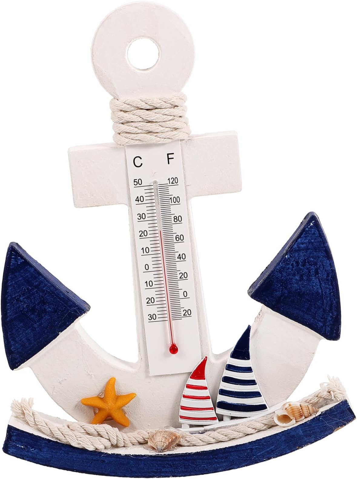 Ocean Theme Thermometer Ornament for Bedroom Decor Nautical Boat Accurate Temperature Gauge for and Girls Room for Festivals Like Christmas and Easter