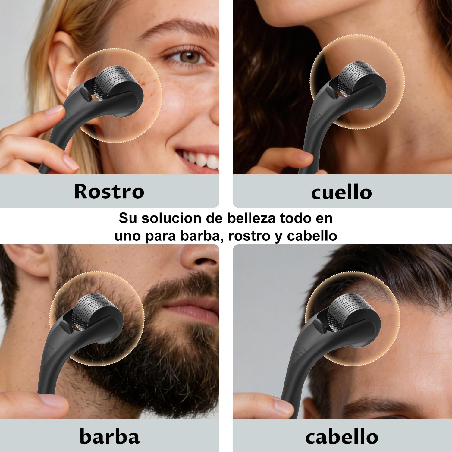 KOI BEAUTY Derma Roller 0.5 Para La barba y el cabello crecen, 540 agujas de titanio, Profesiona Microneedling Roller para hombres y mujeres, Negro mate barba Roller, Microneedle Roller — view 3