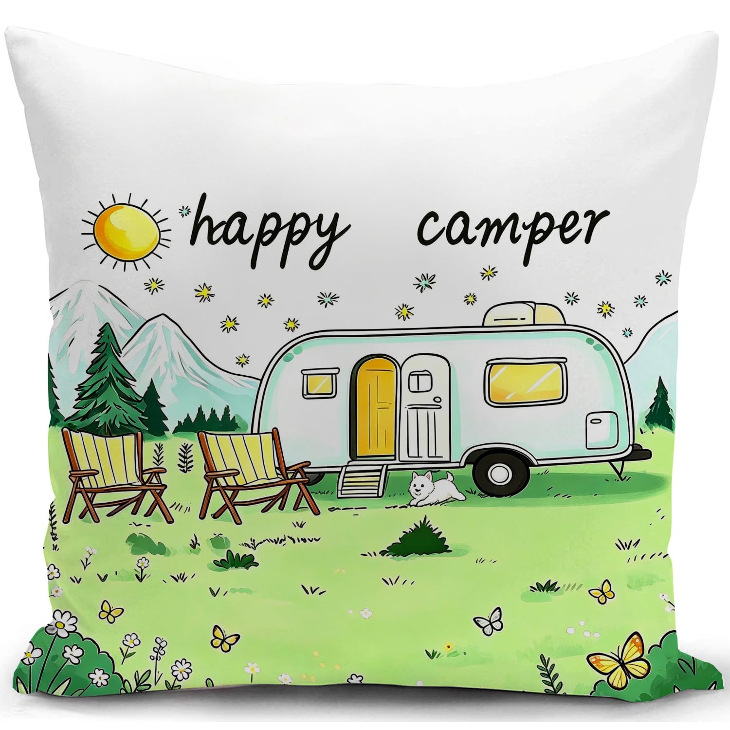 KUNQIAN Campervan Accessories UK Motorhome Caravan Gadgets Decor Cushion Cover Camping Pillow Holiday Decorations Camper Sofa 18"x18"(45x45cm)