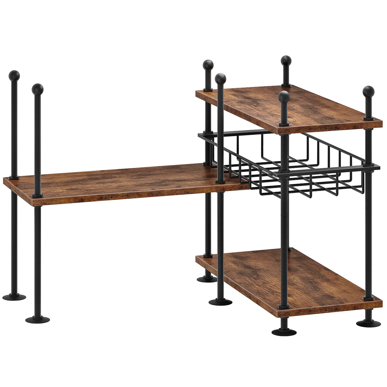 HOOBRO Estantería Esquinera, Especiero para Cocina de 4 Niveles Ajustables, Estante para Especias, con Barra y Pies Niveladoras, 3 Modos de Montaje, para Armario, Baño, Oficina EBF21TL01
