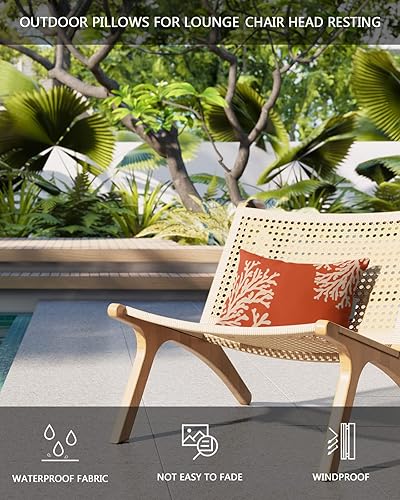 Miniatura 4 de Ocean Coral Outdoor Beach Chair Pillow Headrest for Chaise Lounge Chair, Waterproof Recliner Head Pillow with Inserts & Elastic Straps 11x16(1 PCS)