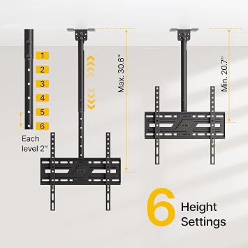 monTEK Ceiling TV Bracket for 37-75 inch Flat Screen Displays