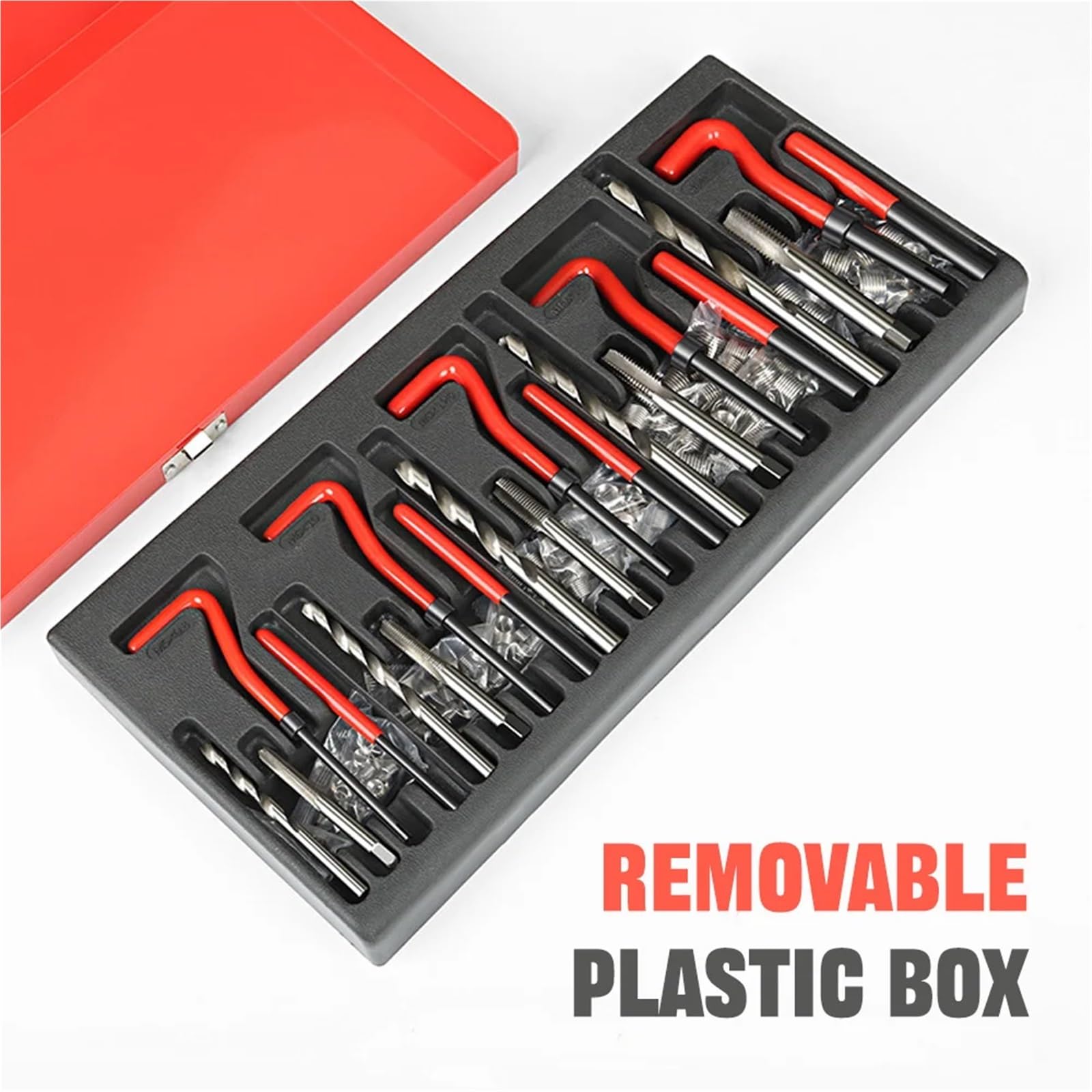 Kit attrezzi automobile Attrezzi completi for la riparazione delle filettature, 88-131 pezzi, restauratore metrico M5-M12 con custodia rossa for garage e officina meccanica(131Pcs)