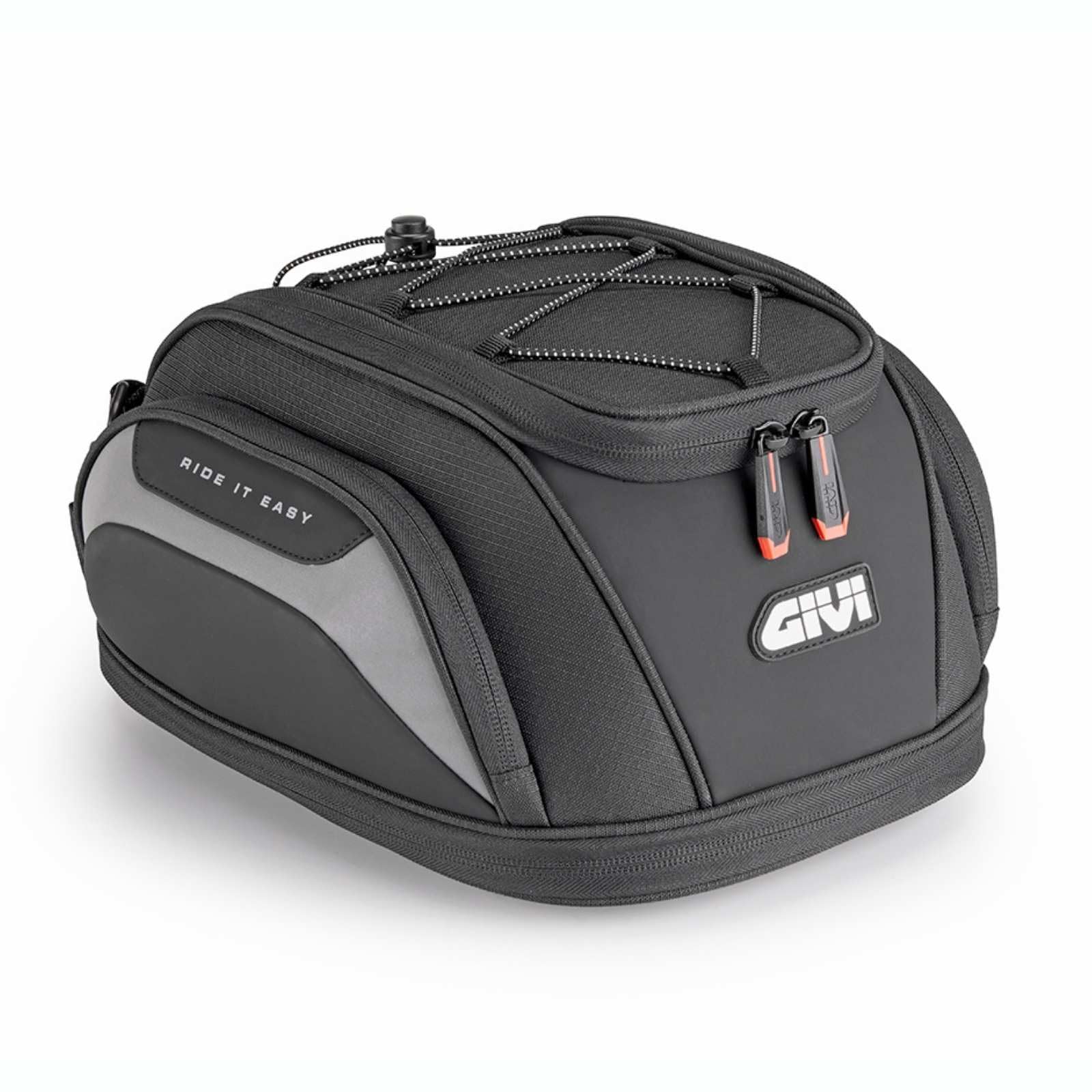 GIVI EASY07 – Borsa da Sella Moto 11‑14 L Estendibile con Copertura Antipioggia, Tasche Multiple e Sistema Seatlock/Tanklock – Nero