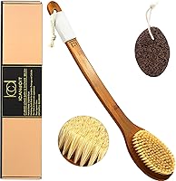 Vista 13 de ICANdOIT - Cepillo de baño de mango largo antideslizante de cerdas de jabalí natural de 17.71 pulgadas, limpiador de ducha con mango doblado