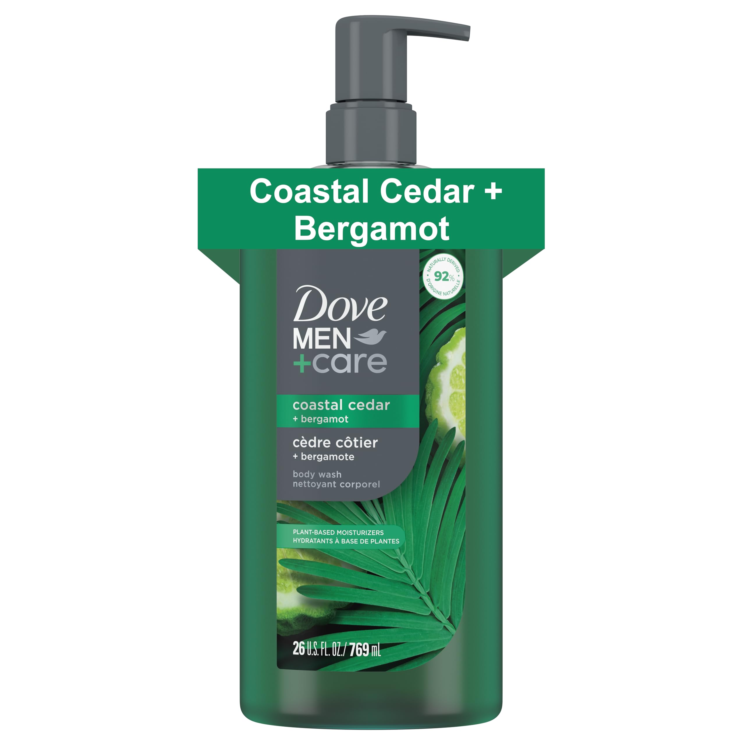 Body Wash Coastal Cedar & Bergamot Plant-Based Moisturizing Body Wash for Men, 26oz