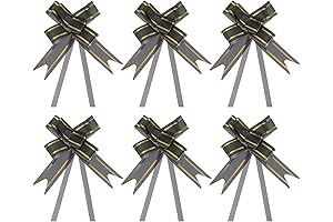 PATIKIL Black Gold Thread Style Gift Pull Bows 100Pcs