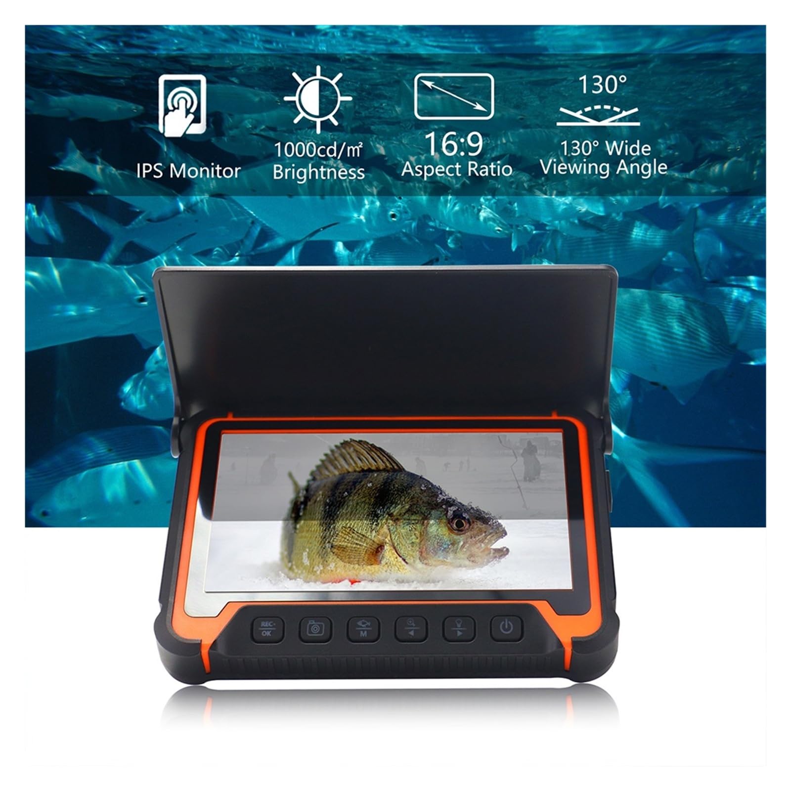Fotocamera for la pesca sul ghiaccio, ecoscandaglio subacqueo con sonar più profondo, avvolgicavo da 30 m,Alta definizione