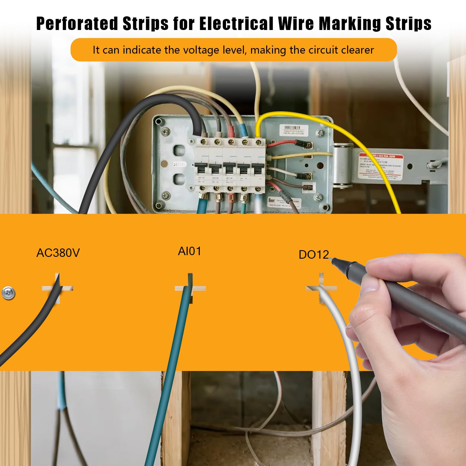 2-Pack 16.4-Foot Perforated Wire Marking Strips – Orange Insulated Cable Holder For Drywall Rough-In, Commercial Electrical Jobs, Color-Coded, UV & Moisture Resistant