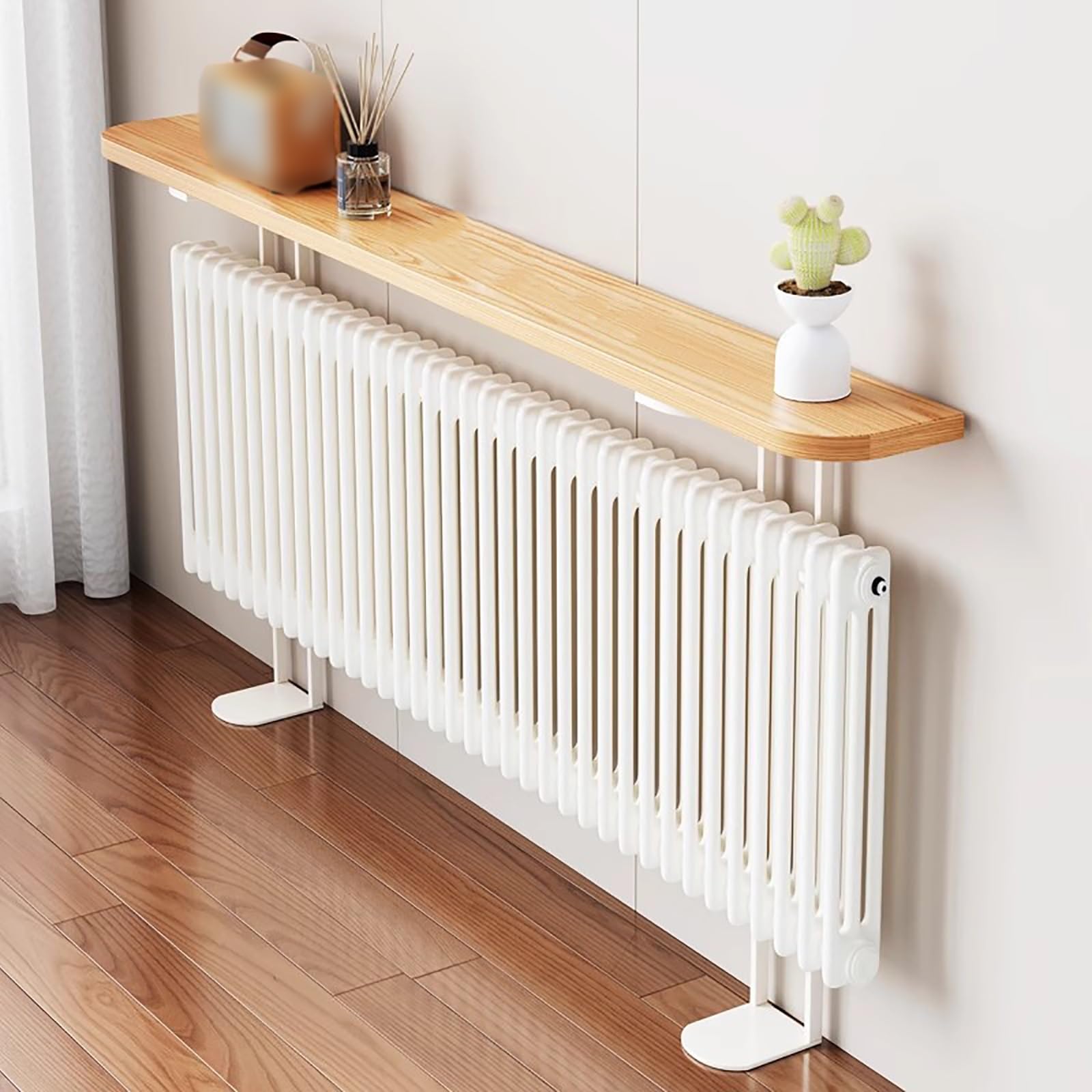Mueble cubre radiador estrecho estante de madera tras sofá de 71 pulgadas