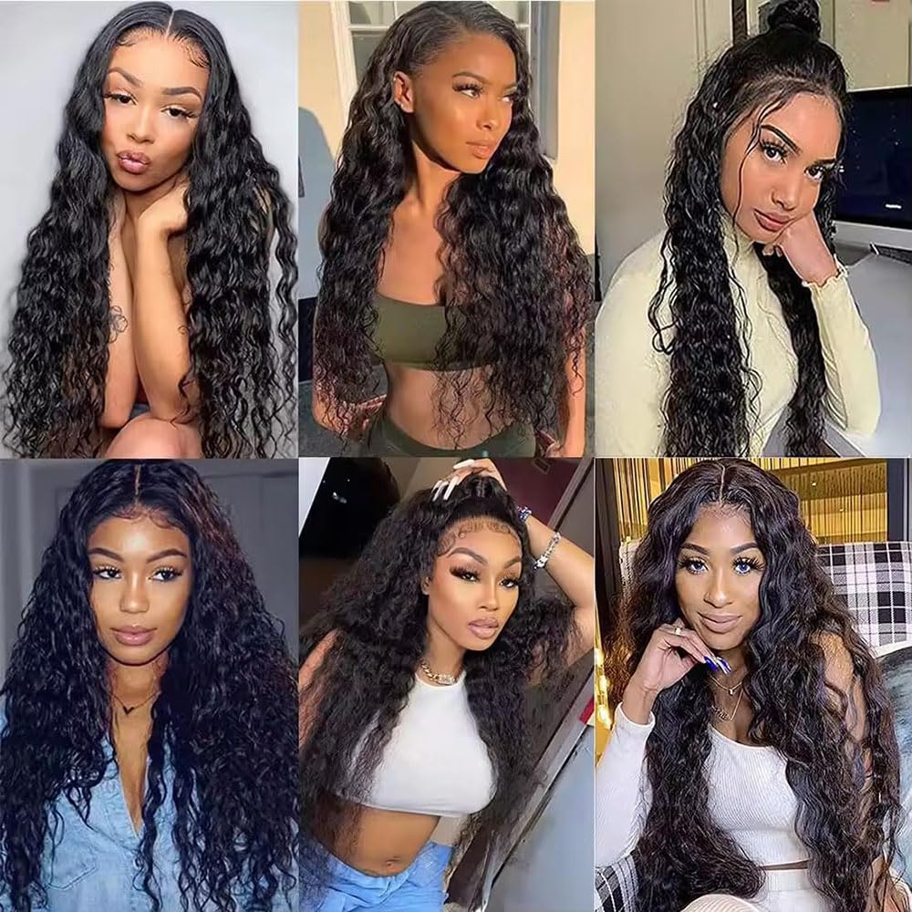 Water Wave Bundles Human Hair Echthaar Tressen Extensions Menschliches Haar Extensions 3 Bundles 100g/pcs Double Weft #1B Natural Black for Woman 26 26 26 Inch