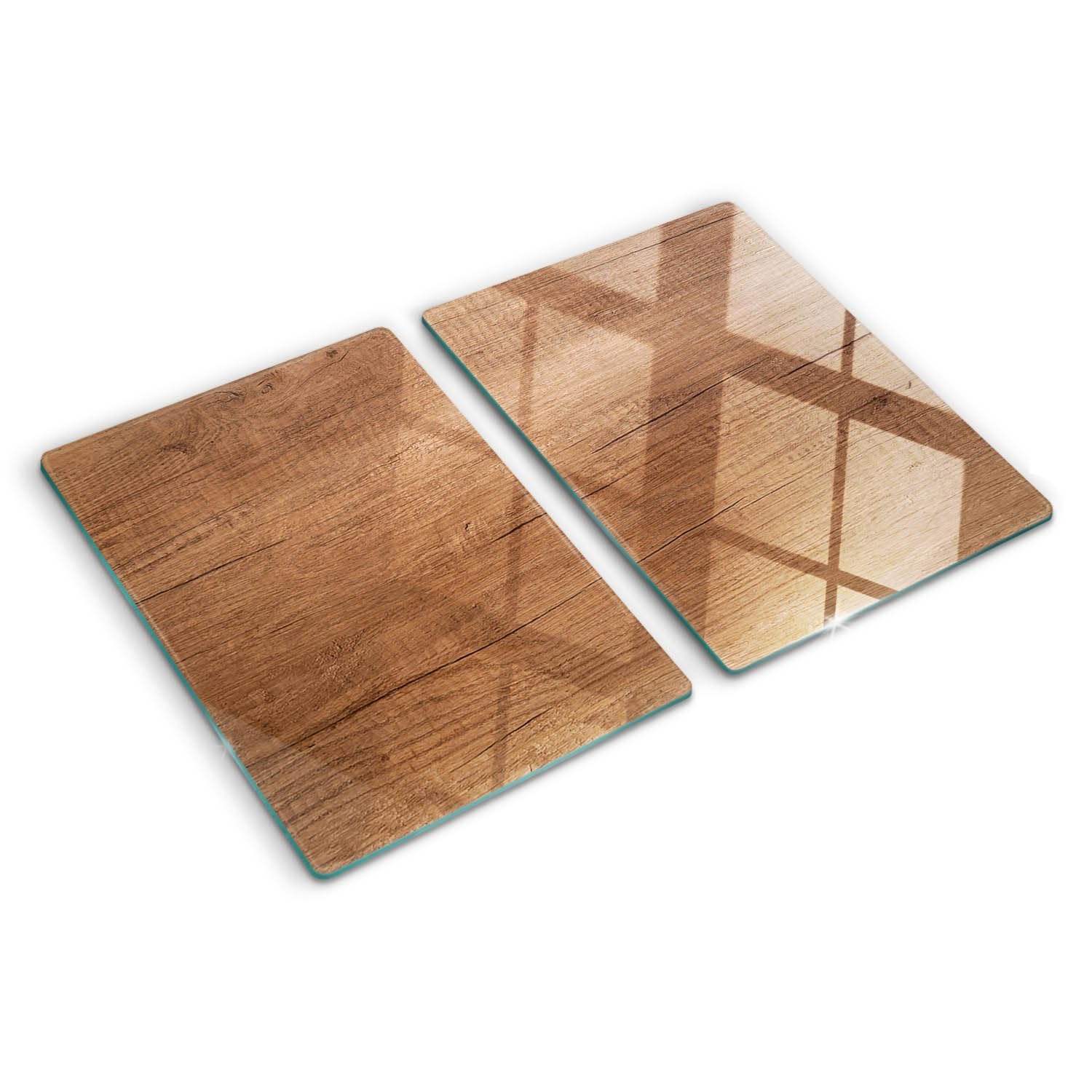 Schneidbrett Glas 2x40x52 cm Hitzebeständig Gehärtetes Glas Rutschfest Silikonfüße Plastikfrei Lebensmittelecht 2 Stück Glasplatte Antibakteriell Dekorativ für die Küche - Holz